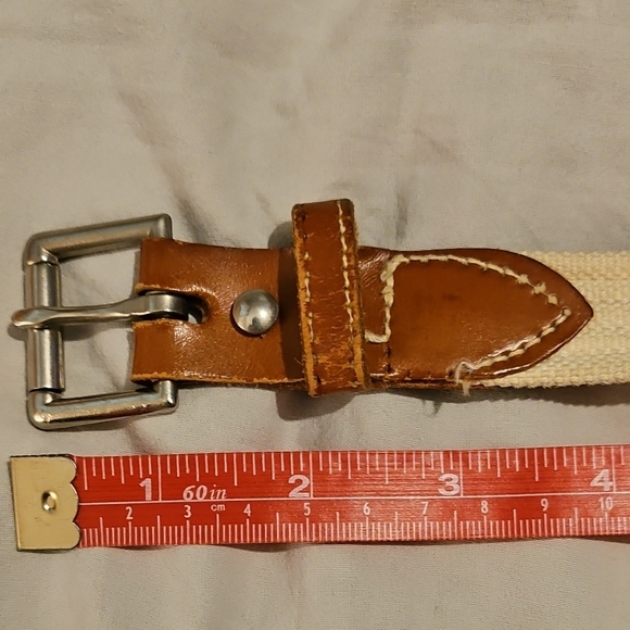 **Clearance** Vintage Cream Fabric With Leather Belt - Picture 1 of 8